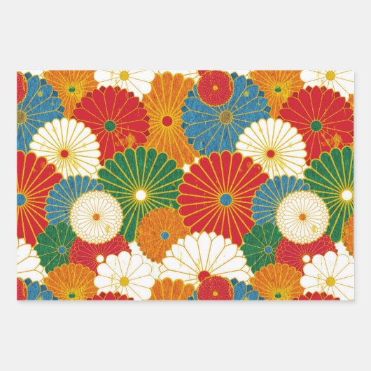 Abstrakte Blume Verpackungspapierblätter Geschenkpapier Set (Vorderseite 3)