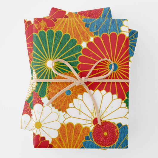 Abstrakte Blume Verpackungspapierblätter Geschenkpapier Set (Beispiel)