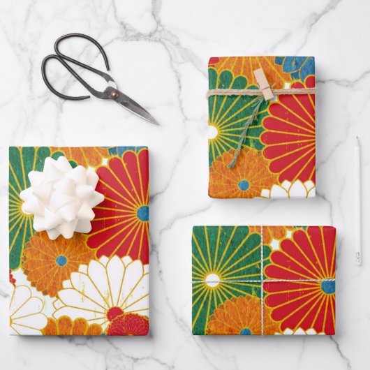 Abstrakte Blume Verpackungspapierblätter Geschenkpapier Set (Vorderseite)