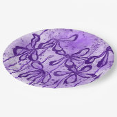 Abstrakte Blume Violet Sky Pappteller (Schrägansicht)