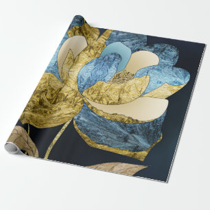 Abstrakte Blume von Blau und Gold mit texturierten Geschenkpapier