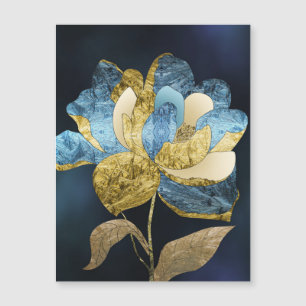 Abstrakte Blume von Blau und Gold mit texturierten Magnetkarte