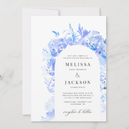 Abstrakte Blume von Blau und Weiß Einladung