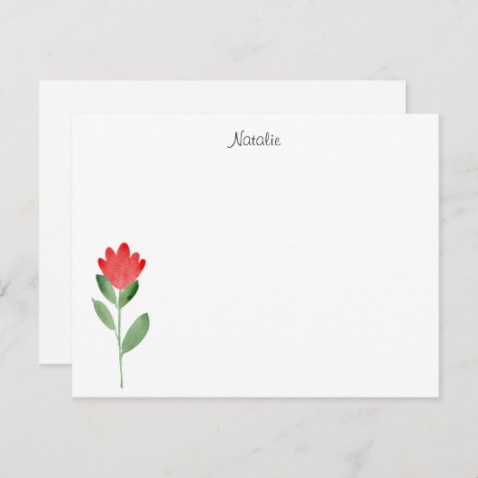 Abstrakte Blume von Red Watercolor Mitteilungskarte (Vorne/Hinten)