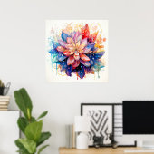 Abstrakte Blume Wasserfarben Kunst, Dichtung und M Poster (Heimbüro)