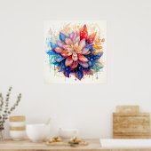 Abstrakte Blume Wasserfarben Kunst, Dichtung und M Poster (Küche)