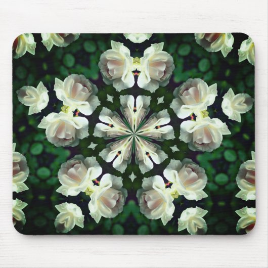 Abstrakte Blume White Rose Kunst Mousepad (Vorne)