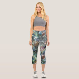 Abstrakte Blume Yoga-Pflanzen Capri Leggings