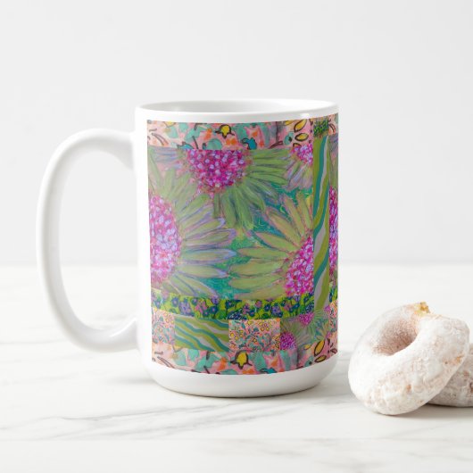 Abstrakte Blumen 8 Kaffeetasse (Mit Donut)