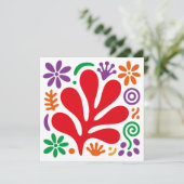 Abstrakte Blumen-Flatcard – Farbige moderne Volksk (Stehend Vorderseite)