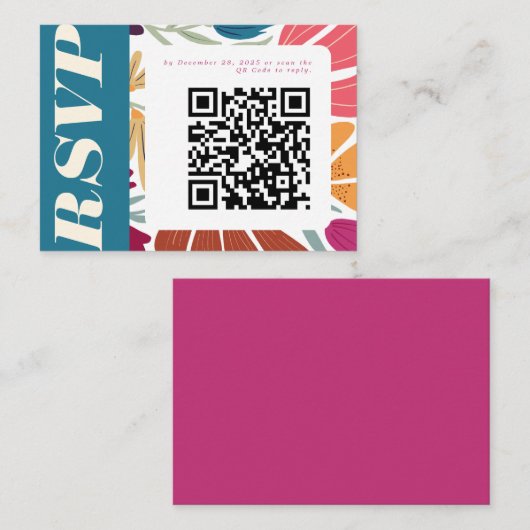Abstrakte Blumen-Hochzeit-RSVP Begleitkarte (Vorne/Hinten)