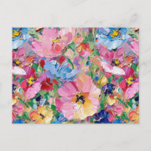 Abstrakte Blumen Impressionistische Postkarte