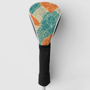 Abstrakte Blumen in Türkis, Orange und Beige Golf Headcover