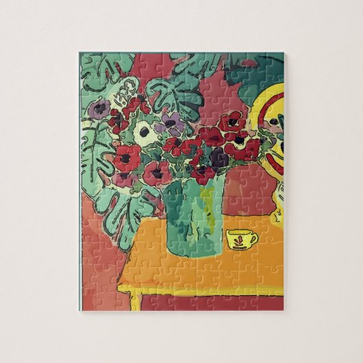 Abstrakte Blumen & Kaffeetasse Puzzle (Vertikal)