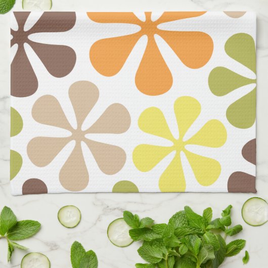 Abstrakte Blumen-Retro Farben Handtuch (Gefaltet)