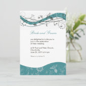 Abstrakte Blumen- u. Strudeleinladung - aquamarin Einladung (Stehend Vorderseite)