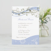 Abstrakte Blumen- u. Strudeleinladung - Blau u. Einladung (Stehend Vorderseite)