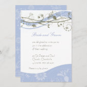 Abstrakte Blumen- u. Strudeleinladung - Blau u. Einladung (Vorne/Hinten)