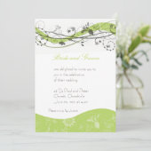 Abstrakte Blumen- u. Strudeleinladung - Grün u. Einladung (Stehend Vorderseite)