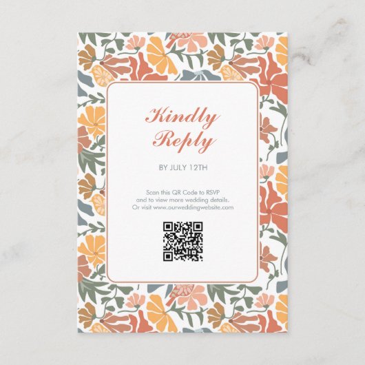 Abstrakte Blumen & Vögel Mitte Jahrhundert Moderne Begleitkarte (Vorderseite)