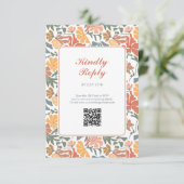 Abstrakte Blumen & Vögel Mitte Jahrhundert Moderne Begleitkarte (Stehend Vorderseite)