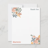 Abstrakte Blumen & Vögel Mitte Jahrhundert Moderne Dankeskarte (Vorderseite)