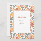 Abstrakte Blumen & Vögel Mitte Jahrhundert Moderne Dankeskarte (Vorderseite)