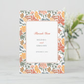 Abstrakte Blumen & Vögel Mitte Jahrhundert Moderne Dankeskarte (Stehend Vorderseite)