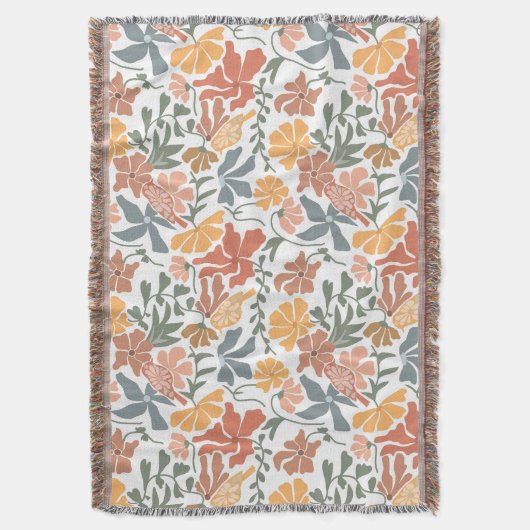 Abstrakte Blumen & Vögel Mitte Jahrhundert Moderne Decke (Vorderseite Vertikal)