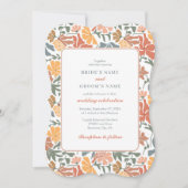 Abstrakte Blumen & Vögel Mitte Jahrhundert Moderne Einladung (Vorderseite)