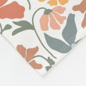 Abstrakte Blumen & Vögel Mitte Jahrhundert Moderne Fleecedecke (Ecke)