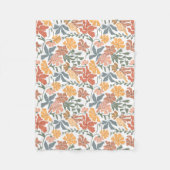 Abstrakte Blumen & Vögel Mitte Jahrhundert Moderne Fleecedecke (Vorderseite)