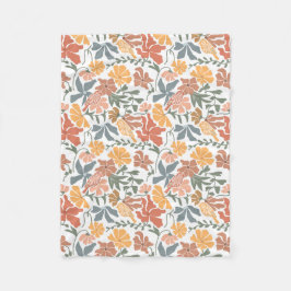 Abstrakte Blumen & Vögel Mitte Jahrhundert Moderne Fleecedecke