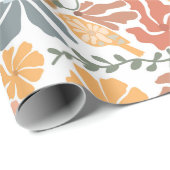 Abstrakte Blumen & Vögel Mitte Jahrhundert Moderne Geschenkpapier (Rolleneckpunkt)