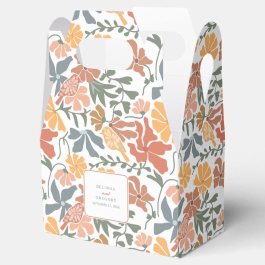 Abstrakte Blumen & Vögel Mitte Jahrhundert Moderne Geschenkschachtel (Geöffnet)