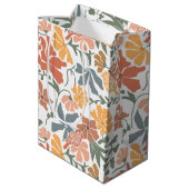 Abstrakte Blumen & Vögel Mitte Jahrhundert Moderne Mittlere Geschenktüte (Rückseite Schrägansicht)