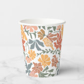 Abstrakte Blumen & Vögel Mitte Jahrhundert Moderne Pappbecher (Rückseite)