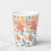 Abstrakte Blumen & Vögel Mitte Jahrhundert Moderne Pappbecher (Rechts)