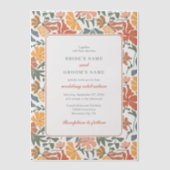 Abstrakte Blumen & Vögel Mitte Jahrhundert Moderne Pergament Einladungen (Vorderseite)