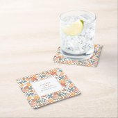 Abstrakte Blumen & Vögel Mitte Jahrhundert Moderne Rechteckiger Pappuntersetzer (Vor Ort)