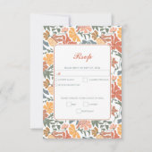 Abstrakte Blumen & Vögel Mitte Jahrhundert Moderne RSVP Karte (Vorderseite)