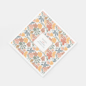 Abstrakte Blumen & Vögel Mitte Jahrhundert Moderne Serviette (Ecke)