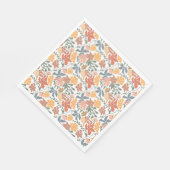 Abstrakte Blumen & Vögel Mitte Jahrhundert Moderne Serviette (Ecke)