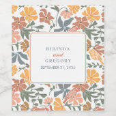 Abstrakte Blumen & Vögel Mitte Jahrhundert Moderne Weinetikett (Einzelnes Label)