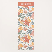 Abstrakte Blumen & Vögel Mitte Jahrhundert Moderne Yogamatte (Vorderseite)