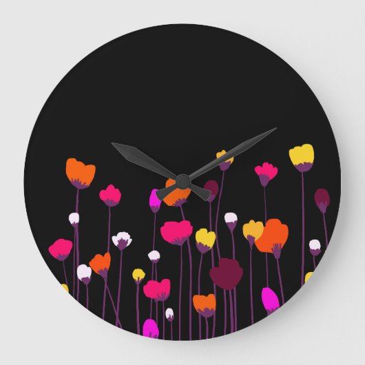 Abstrakte Blumen-Wanduhr Große Wanduhr (Vorderseite)