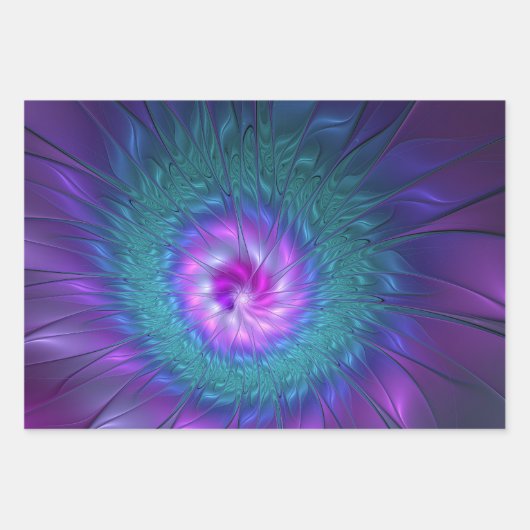 Abstrakte Blumenbeauty Fraktal Kunst, Dichtung und Geschenkpapier Set (Vorderseite)