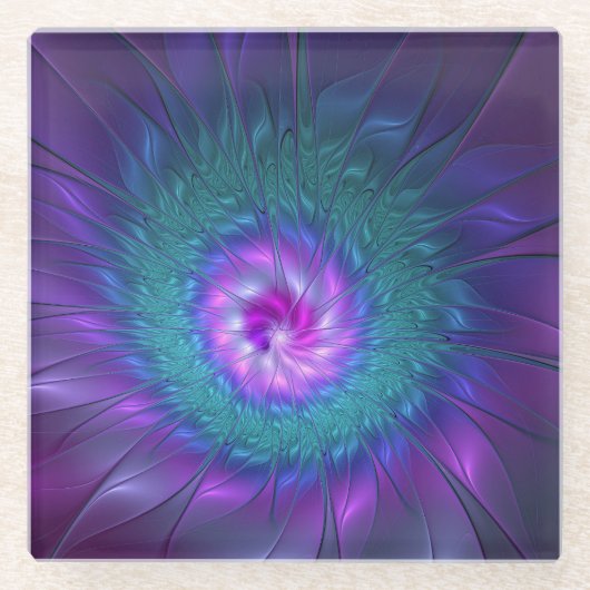 Abstrakte Blumenbeauty Fraktal Kunst, Dichtung und Glasuntersetzer (Vorderseite)