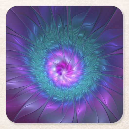 Abstrakte Blumenbeauty Fraktal Kunst, Dichtung und Rechteckiger Pappuntersetzer (Vorderseite)