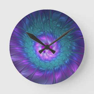 Abstrakte Blumenbeauty Fraktal Kunst, Dichtung und Runde Wanduhr